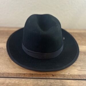 Bruno Capelo Princeton Collection Black Australian‎ Wool Fedora Hat Medium
